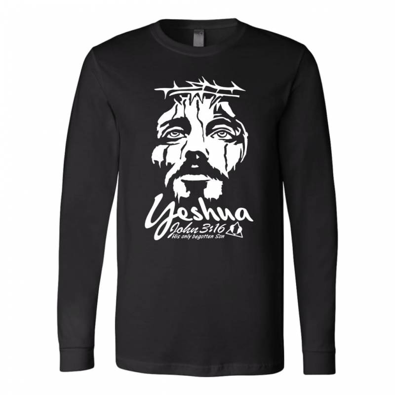 Yeshua John 3:16 His only begotten Son long sleeve t-shirt | Christian apparel