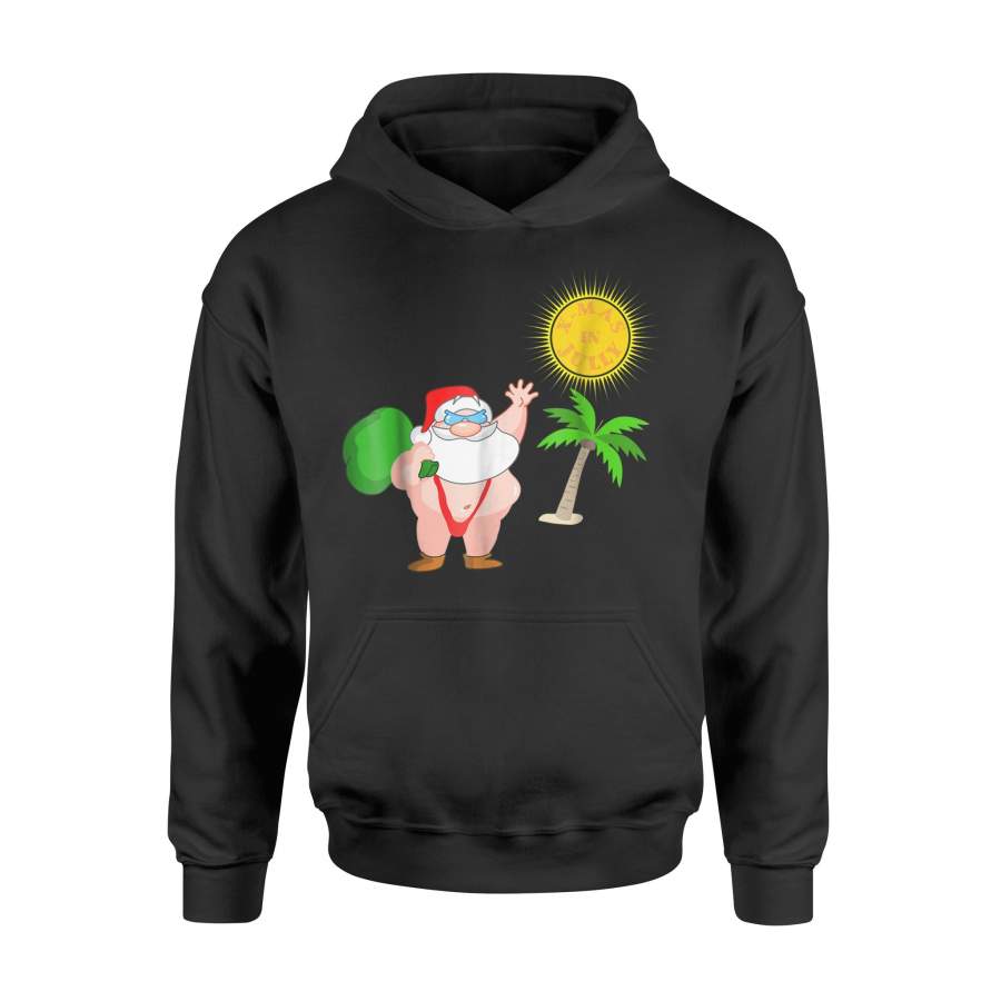 Christmas In July Santa Hawaiian Santa Summer Outfit Hoodie