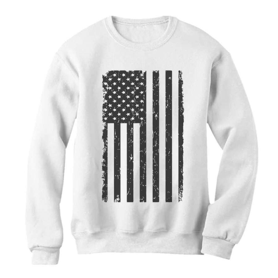 Vintage Distressed USA Flag – Big Black American Flag Sweatshirt