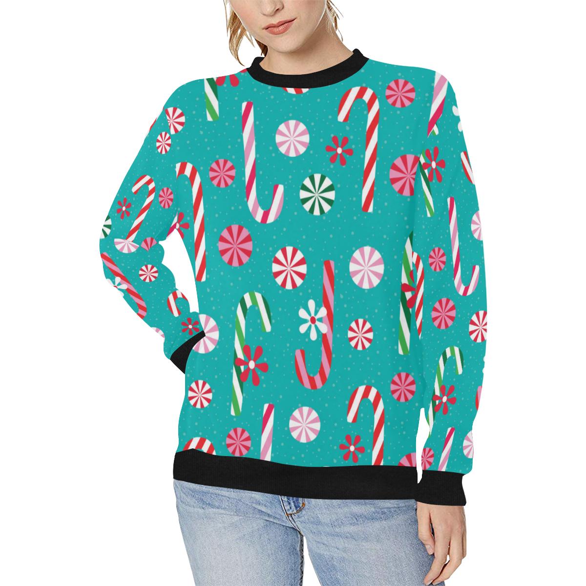 Christmas Candy Pattern Women’s Crew Neck Sweatshirt