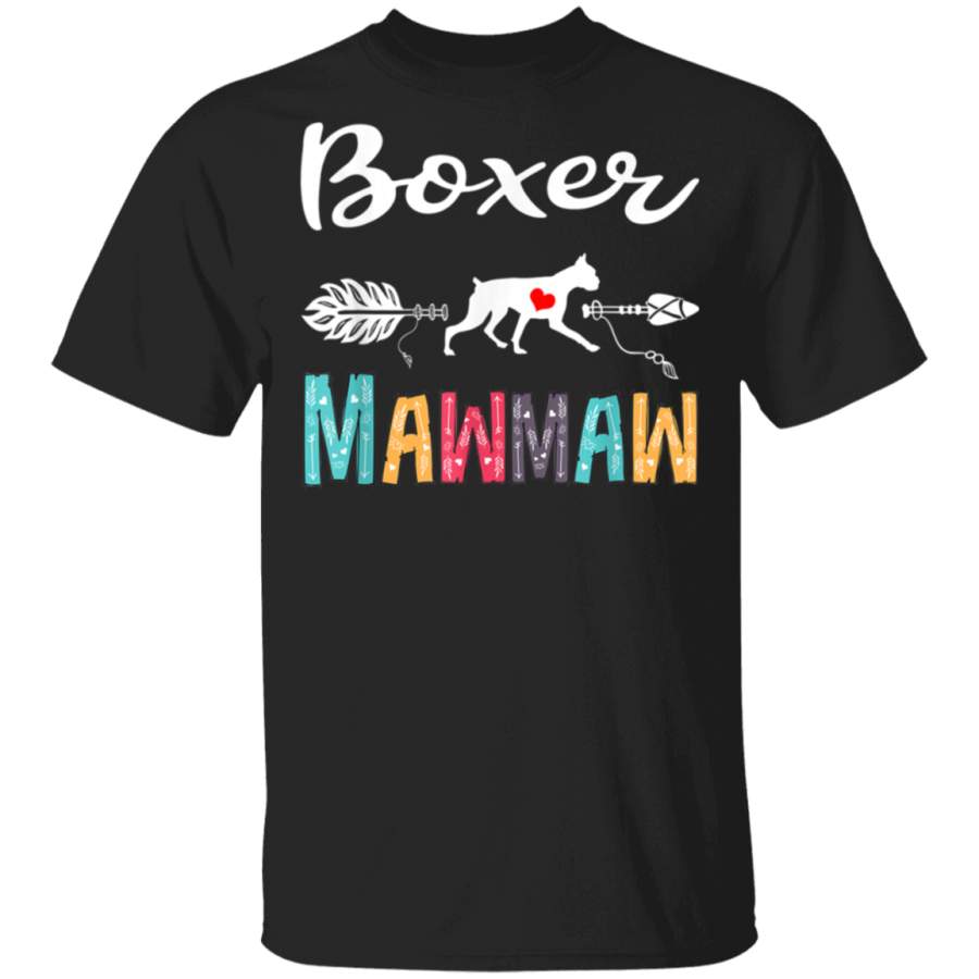 Cute Vintage Boxer Mawmaw Outfit Dog Mom Grandma Gifts Women Tshirt