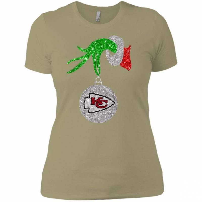 Kansas City Chiefs Glitter Grinch Monogram Ornament Christmas Gift Women T-shirt