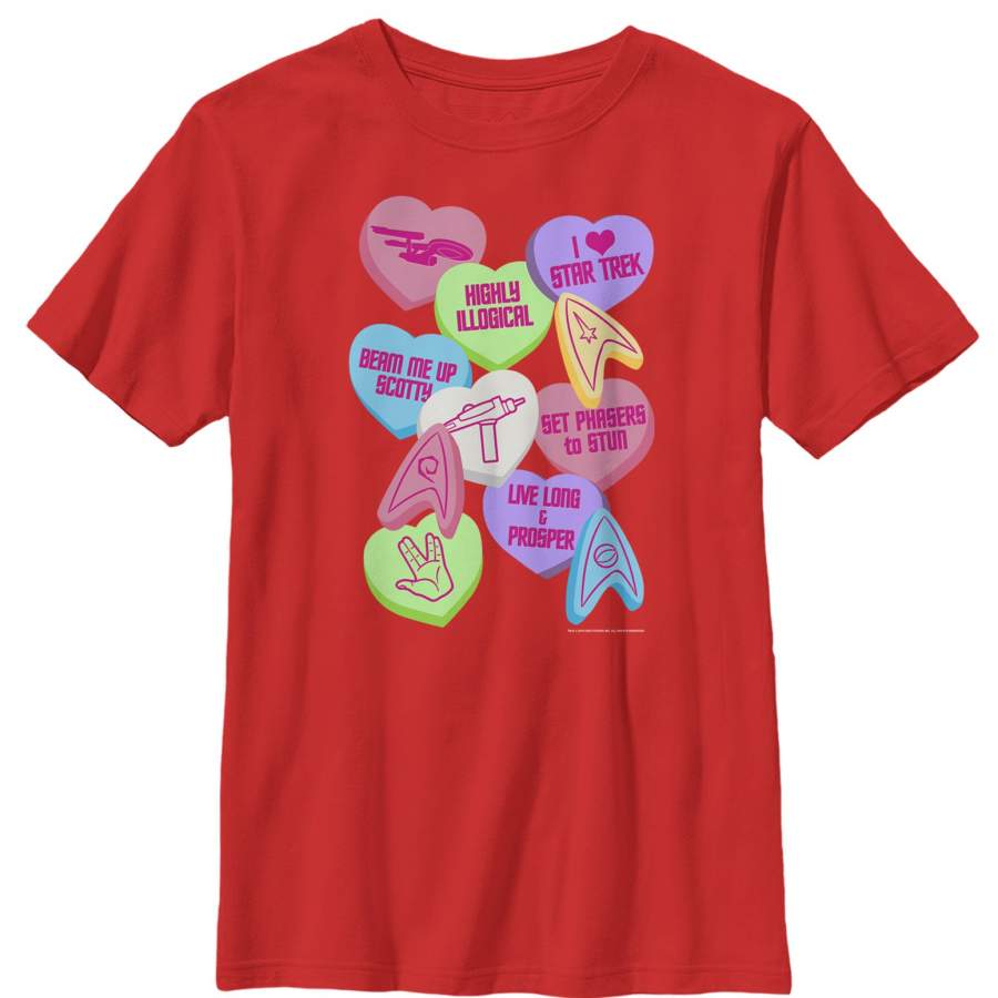 Star Trek Boy’s Valentine’s Starfleet Candy Hearts  T Shirt