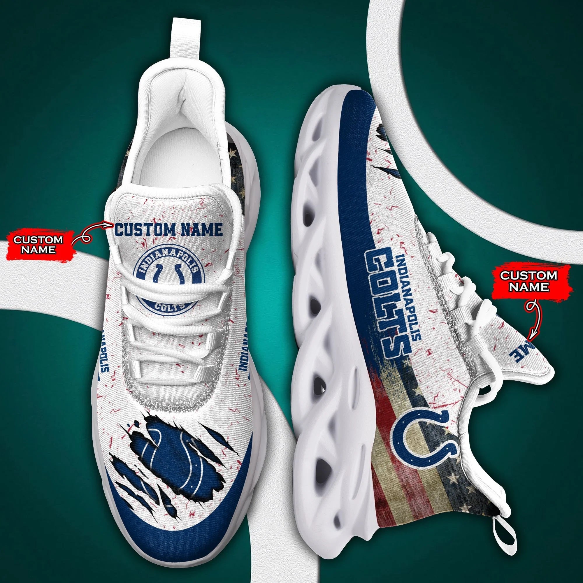 Indianapolis Colts American Flag 3D Air Max Running Shoes