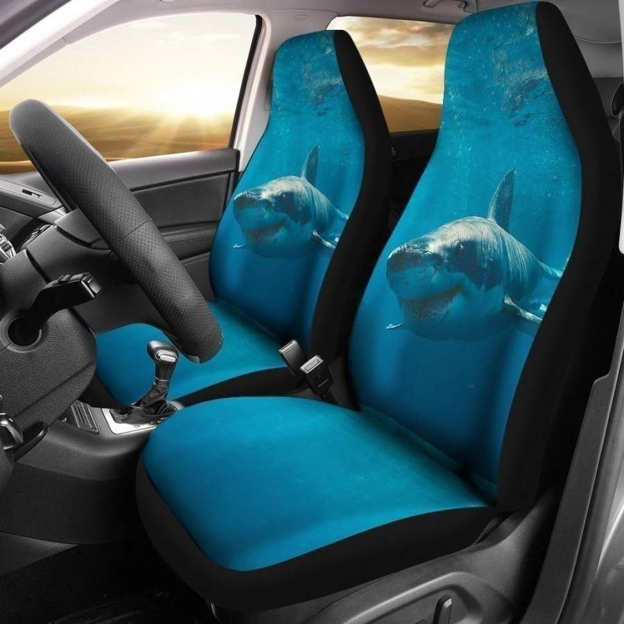 Big Shark In Blue Sea Shark Car Seat Covers