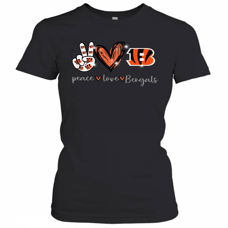 Peace Love Bengals gift for Cincinnati Bengals Fans Women’s T-Shirt