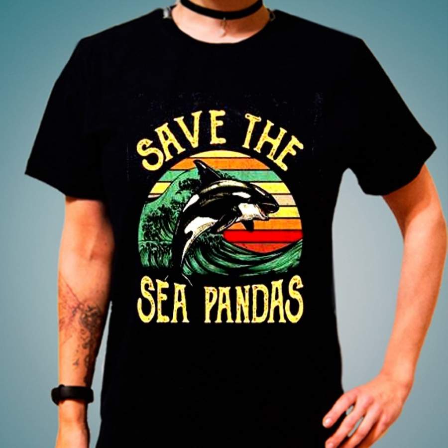 Whale Rescue Sea Parrot Retro T-shirt Black Men