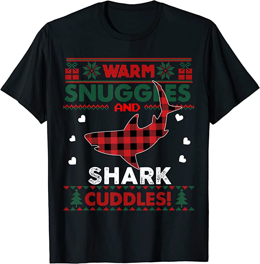 Warm Snuggles Shark Lovers Xmas Ugly Shark Christmas Sweater T-Shirt