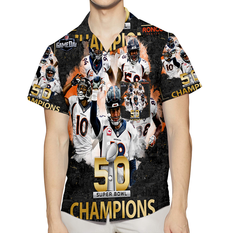 Denver Broncos Denver Broncos  Super Bowl 50 Champs 3D All Over Print Summer Beach Hawaiian Shirt With Pocket