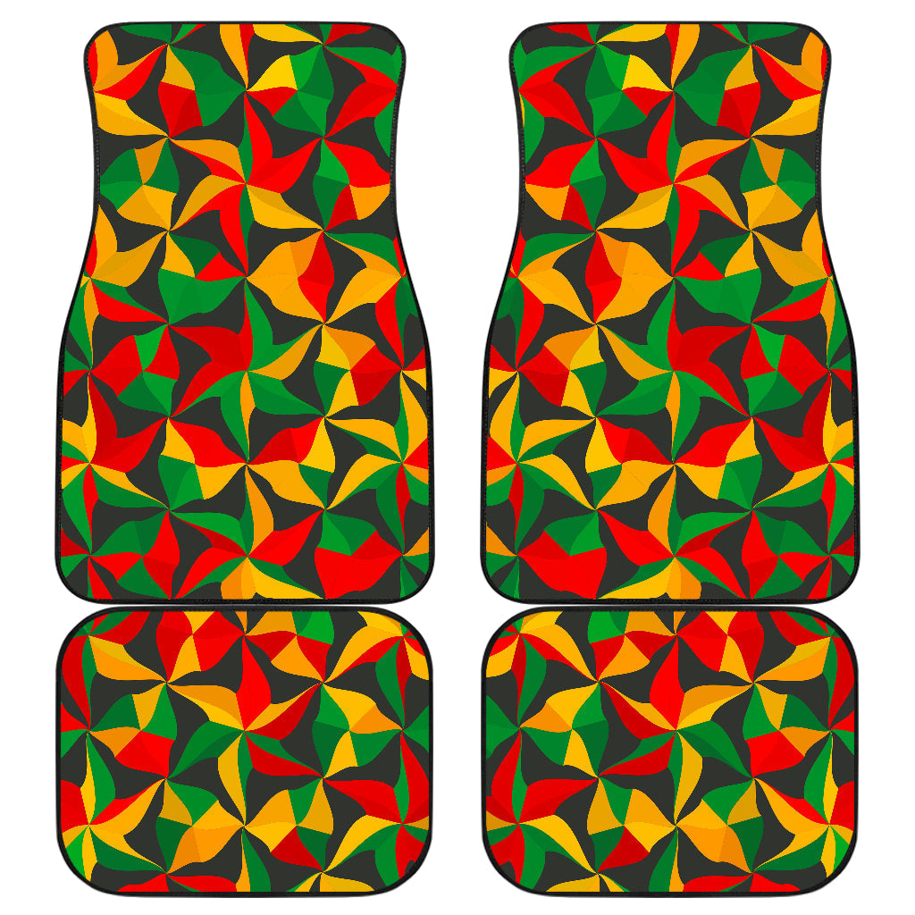 Abstract Reggae Pattern Print Front And Back Car Floor Mats, Front Car Mat