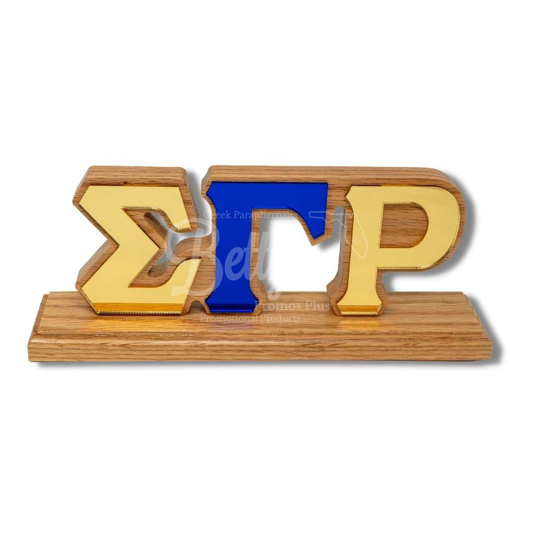 Sigma Gamma Rho Σγρ Wooden Desk Ornament With Mirrored Letters