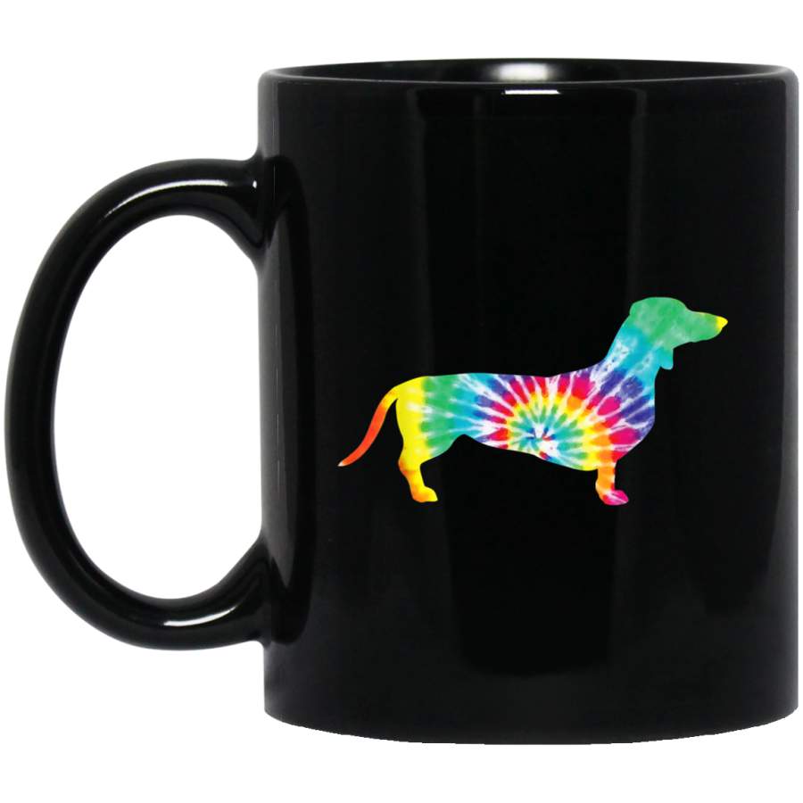 Tie Dye Dog Mug Hippie Dachshund Retro Mug Puppy Gift Mug