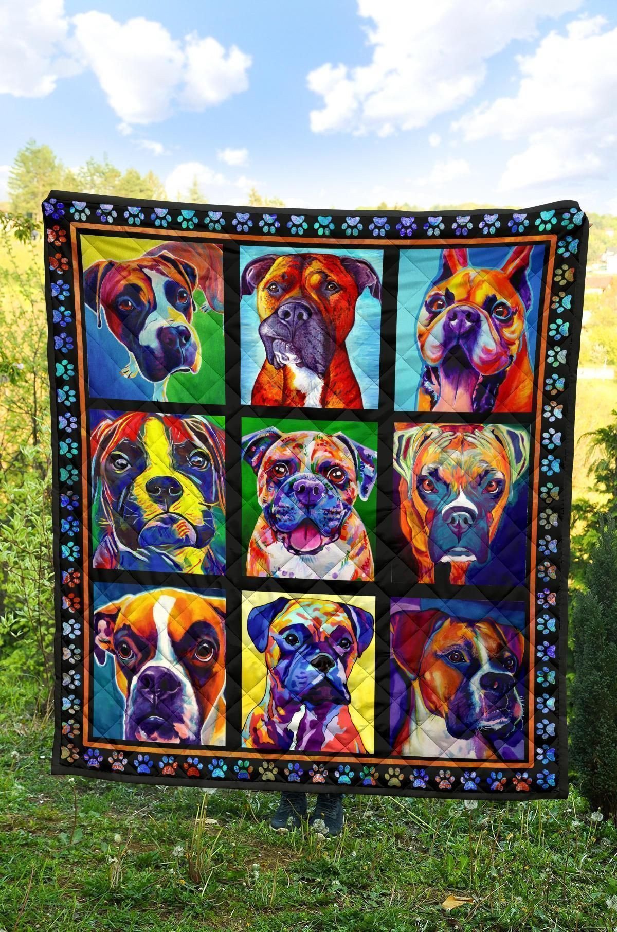 Boxer Dog Lover Gift Colorful Boxer Dog Quilt Blanket