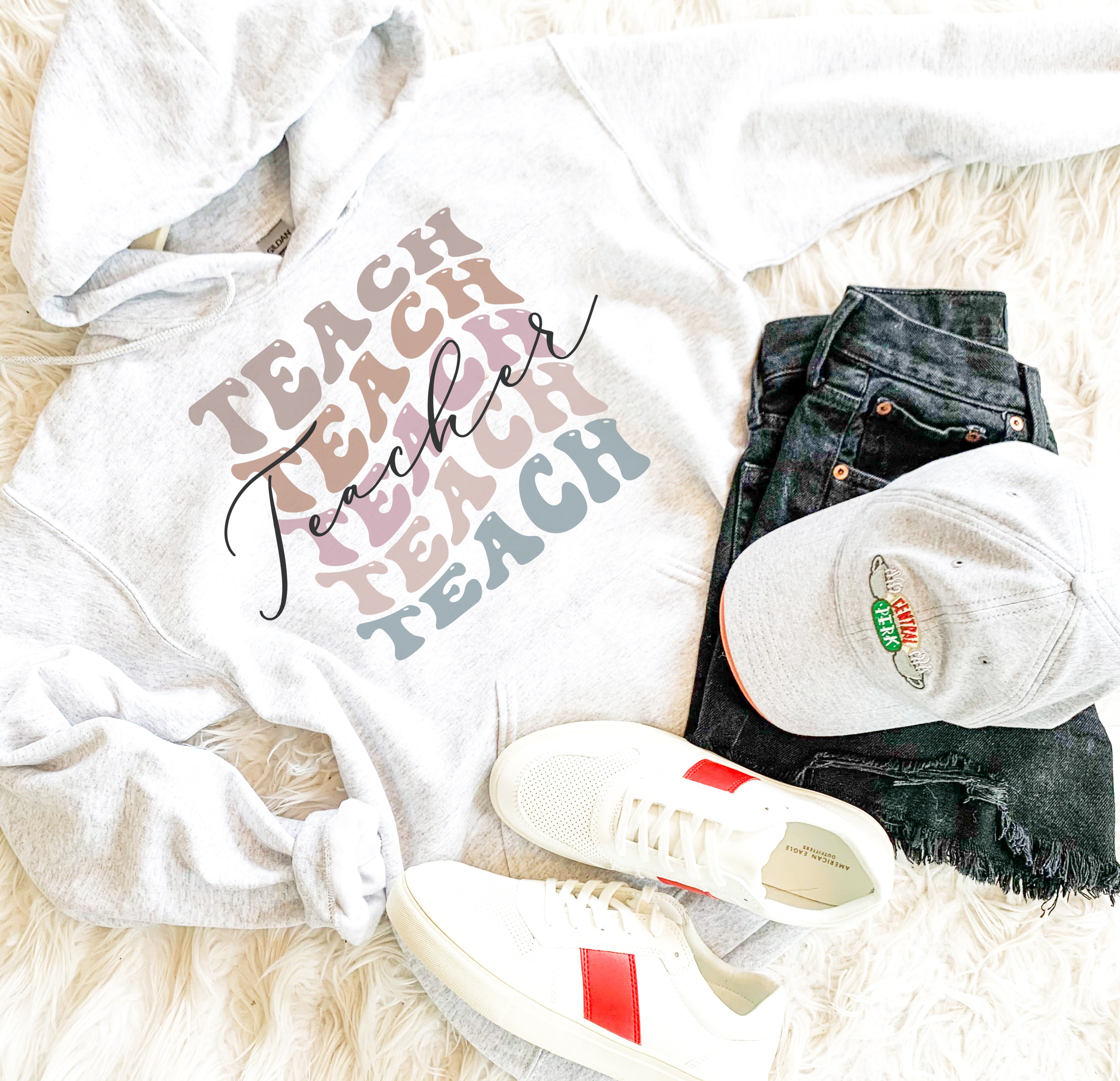 Retro Teach Teacher Sweatshirt