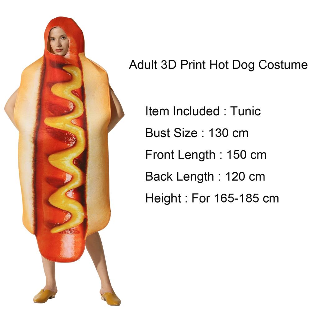 Adult Kids Funny 3D Print Food Sausage Hot Dog Costumes Halloween Men Women Family One-Piece Pizza Costume Carnival Food Costume alx