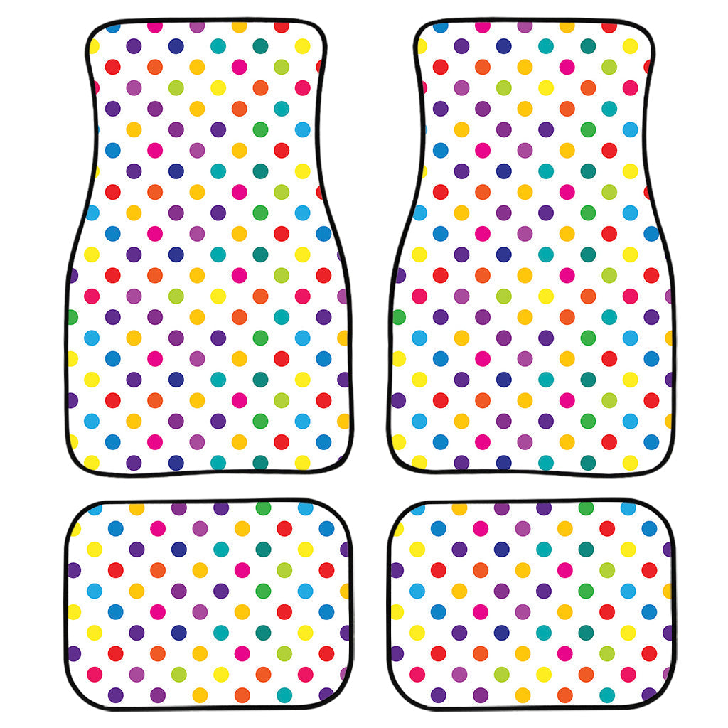 Colorful Polka Dot Pattern Print Front And Back Car Floor Mats, Front Car Mat