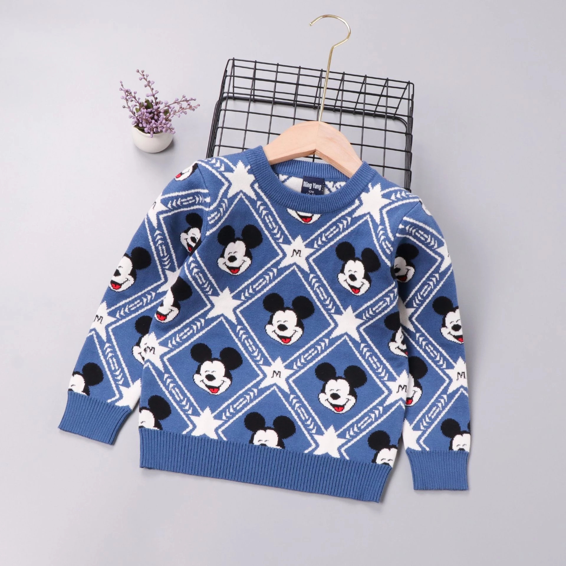 Winter Toddler Girl Clothes Mickey Mouse Dog Embroidery Knitted Pullover Sweater Tops Autumn Warm 2-8 Years Kids Boys Outfits alx