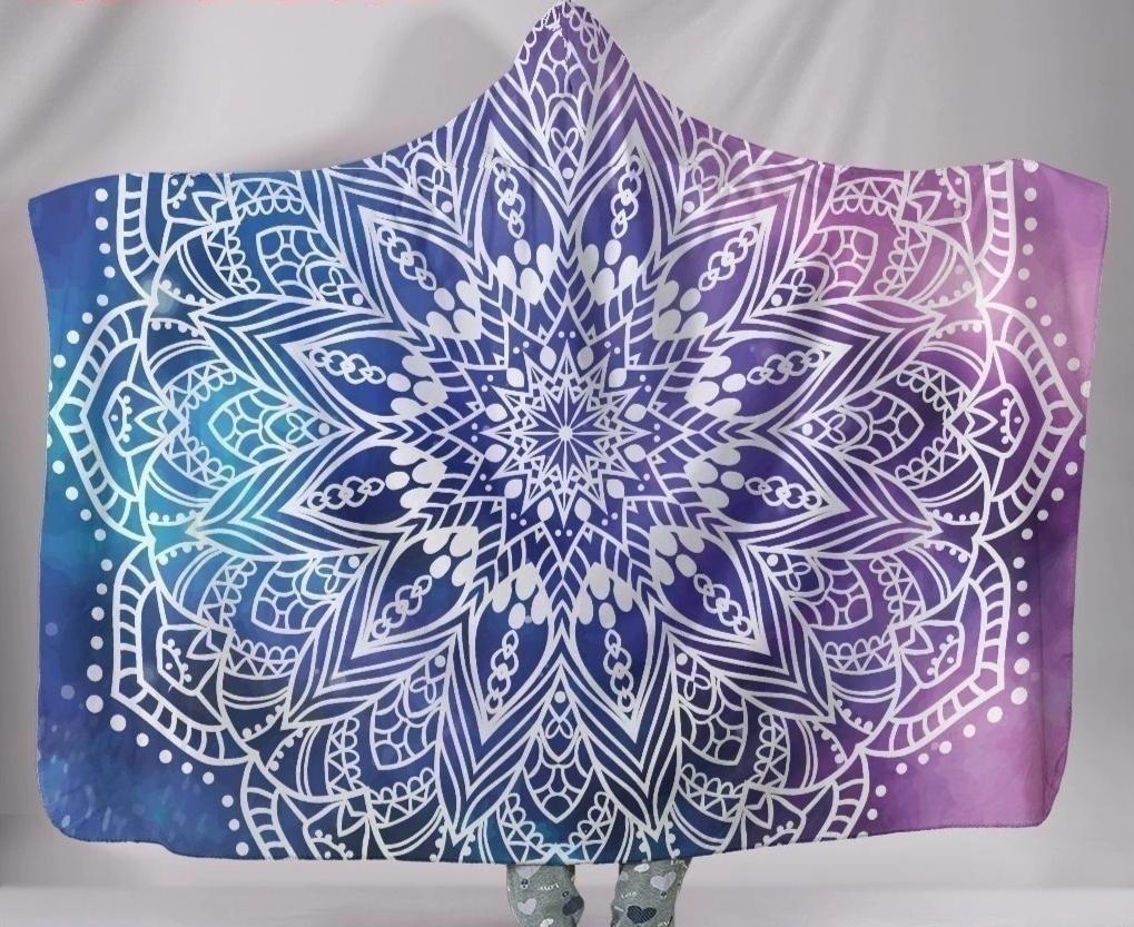 Yoga Mandala II Hooded Blanket For Woman Yoga Lover