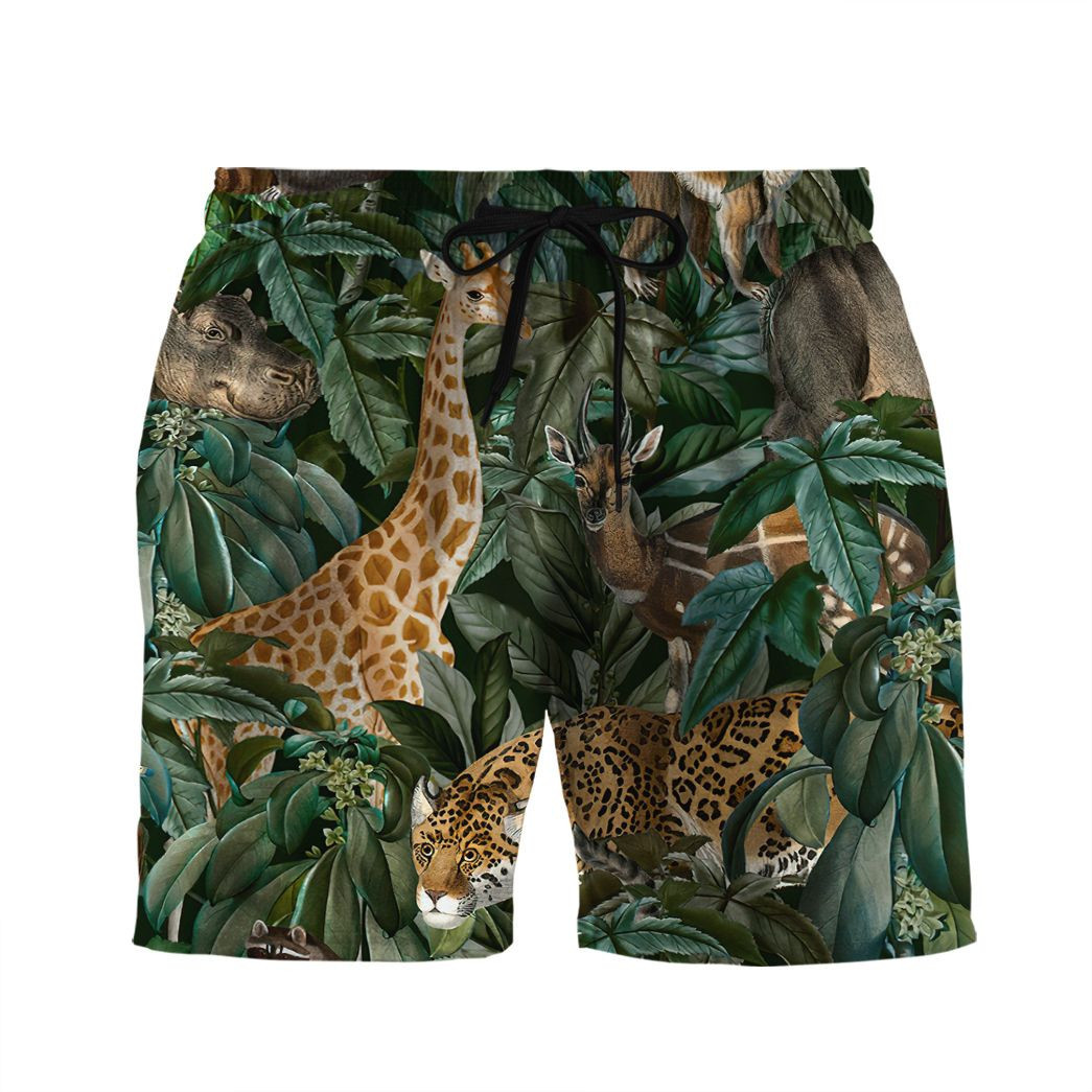 3D African Wild Animal Summer Men Beach Shorts Swim Trunks Hawaiian Shirt Style Printed 3D