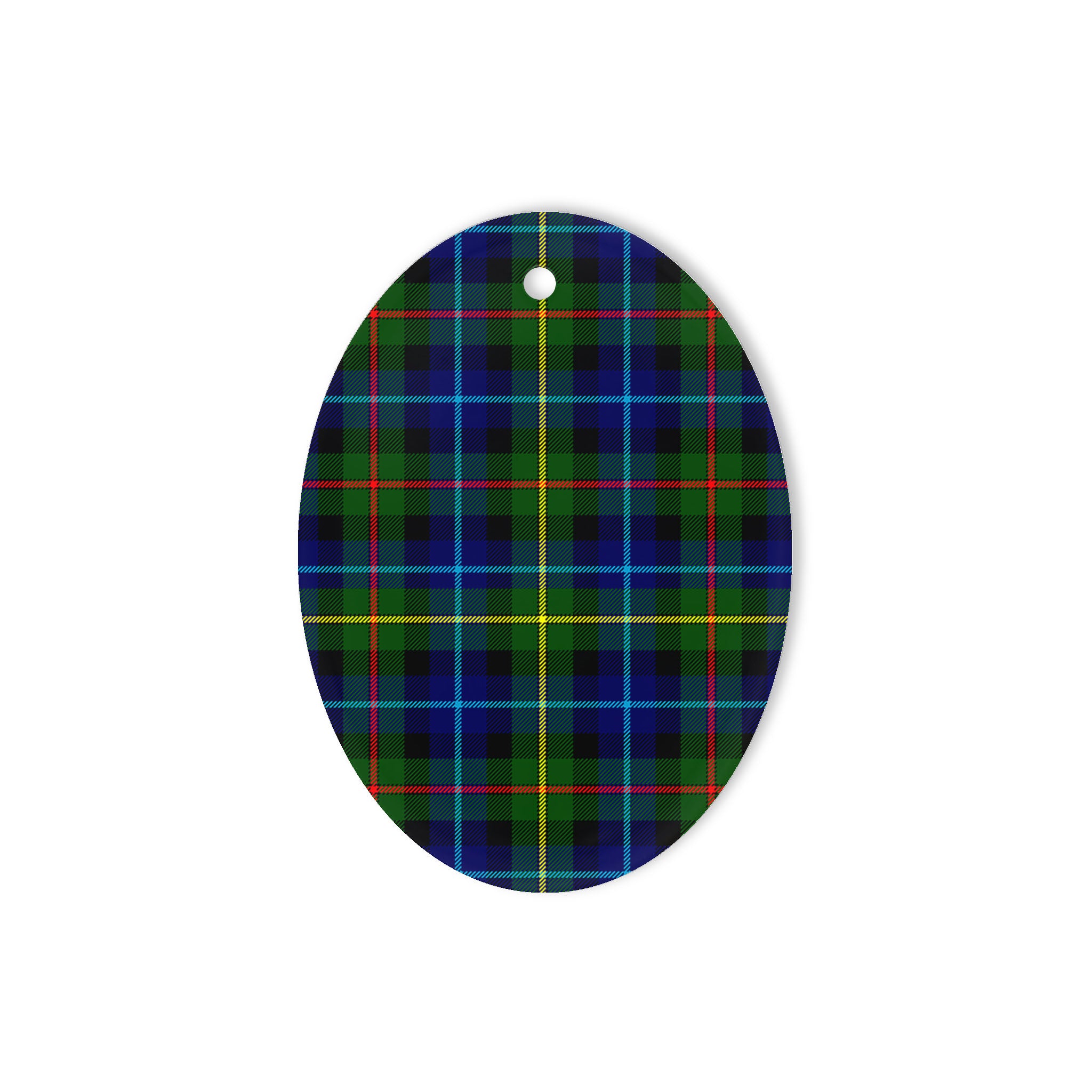 Smith Modern Tartan Oval Ornaments, Christmas Tree Ornament, Plaid Christmas Ornaments, Ceramic Oval Christmas Tree Decoration