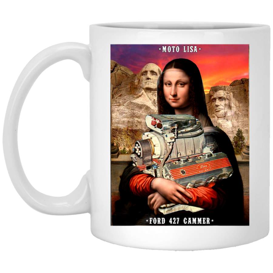 V8 Moto Lisa 427 Cammer Vintage Mona Lisa Mt Rushmore 11oz  Mug