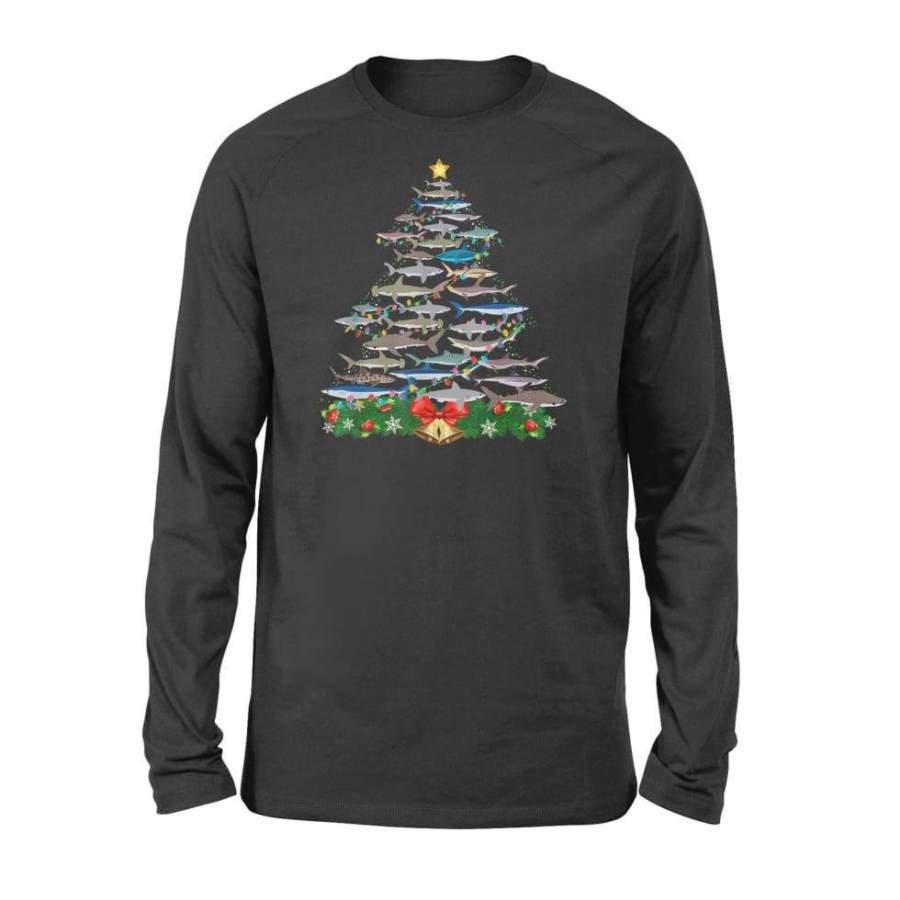 Shark Christmas Tree Shirt Shark Lovers Gifts Men Womens – Standard Long Sleeve