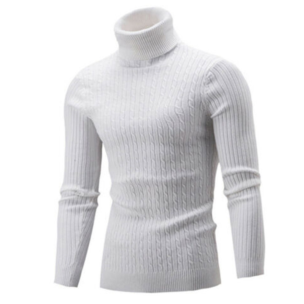 Casual Men Winter Solid Color Turtle Neck Long Sleeve Twist Knitted Slim Sweater Men’s Knitted Sweaters Pullover Men Knitwear alx