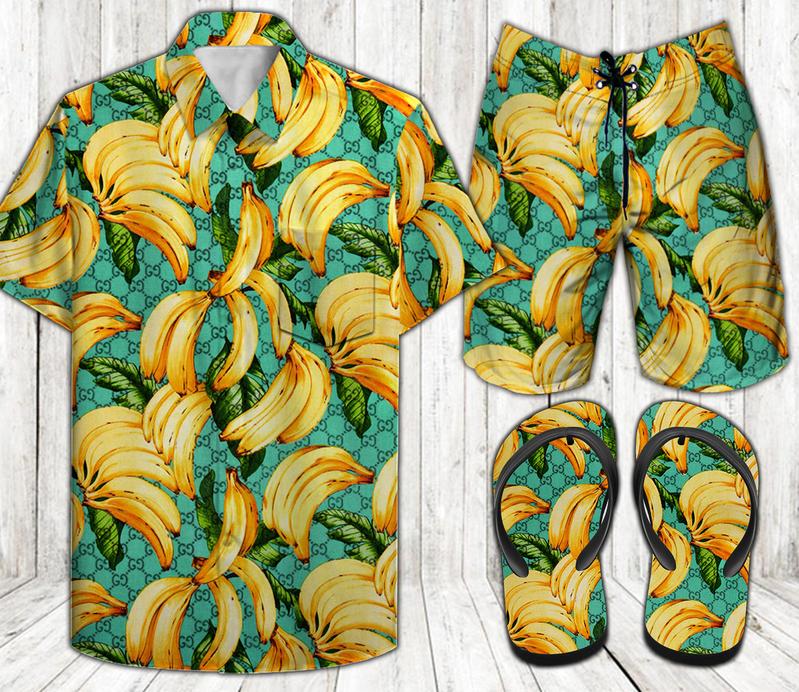 Banana-Combo Hawaii Shirt, Shorts, Flip Flops-L01057