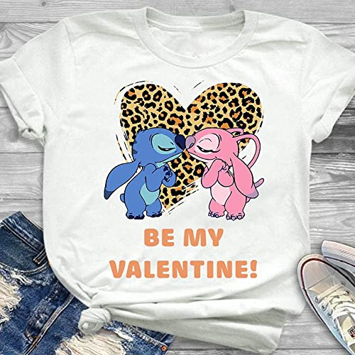 Be My Valentine Stitch And Angel Kiss T-Shirt Matching Shirts Valentine’S Day Gift Hn