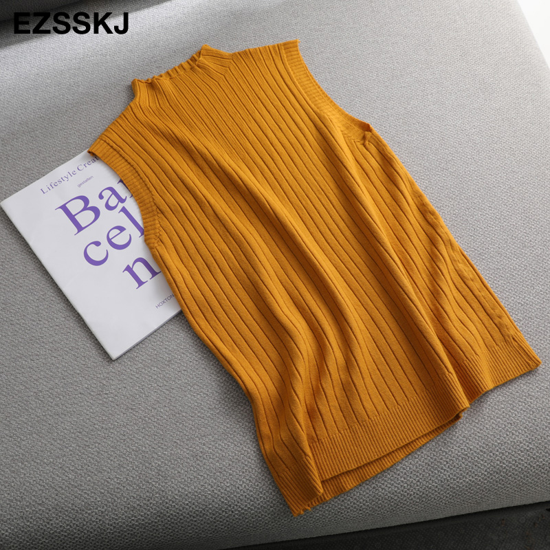 Autumn SPRING 2020 Solid elegant sleeveless knit Pullovers Women sweater top vest fashion female basic Sweater knit Jumpers top alx