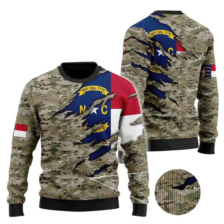 Camo Flag Ugly Christmas Sweater | For Men & Women | Adult | Us3896