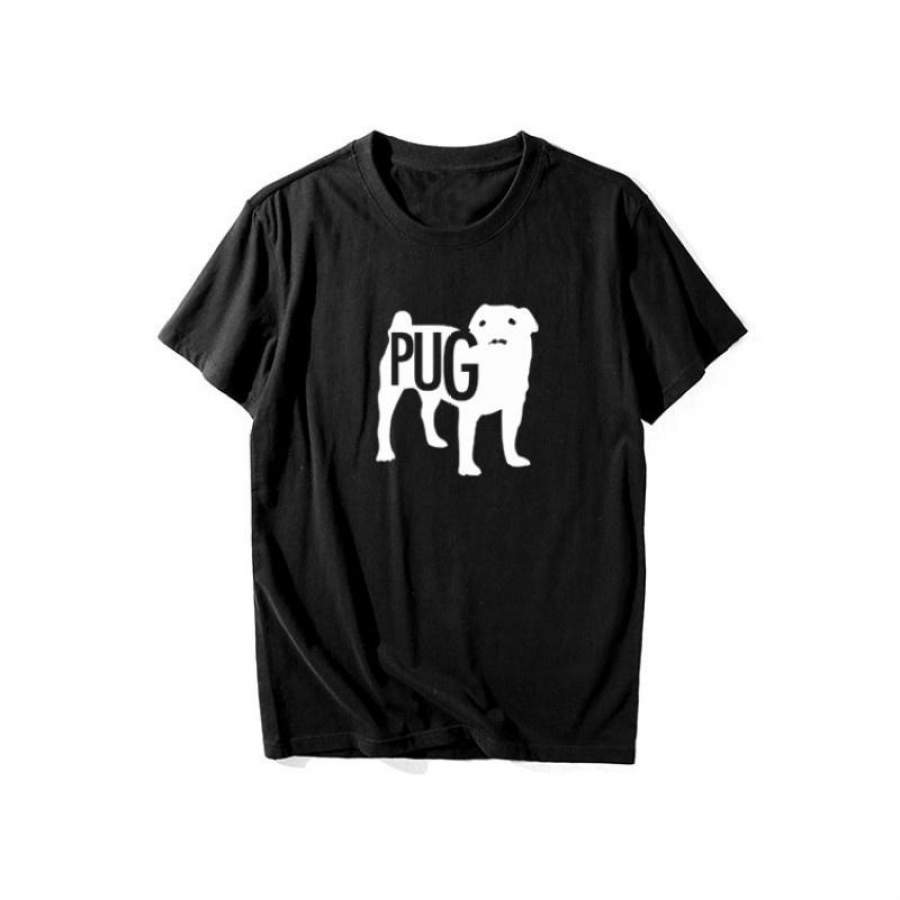 Cotton Men T Shirt Casual Loose Design O-neck Men Cute Pug Print T-shirt New Tshirt Cute Tee Shirt