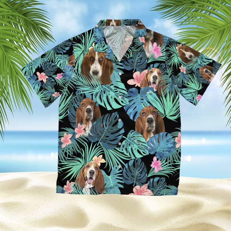 Basset Hound Summer Leaves Hawaii Hawaii Aloha Shirt For Dog Lover Ha78653