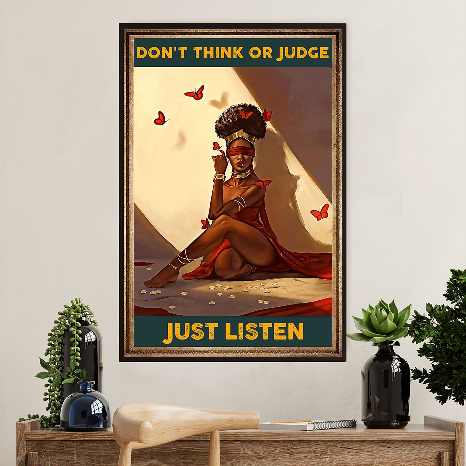 African American Afro Poster Prints | Just Silent | Wall Art Gift For Black Girl