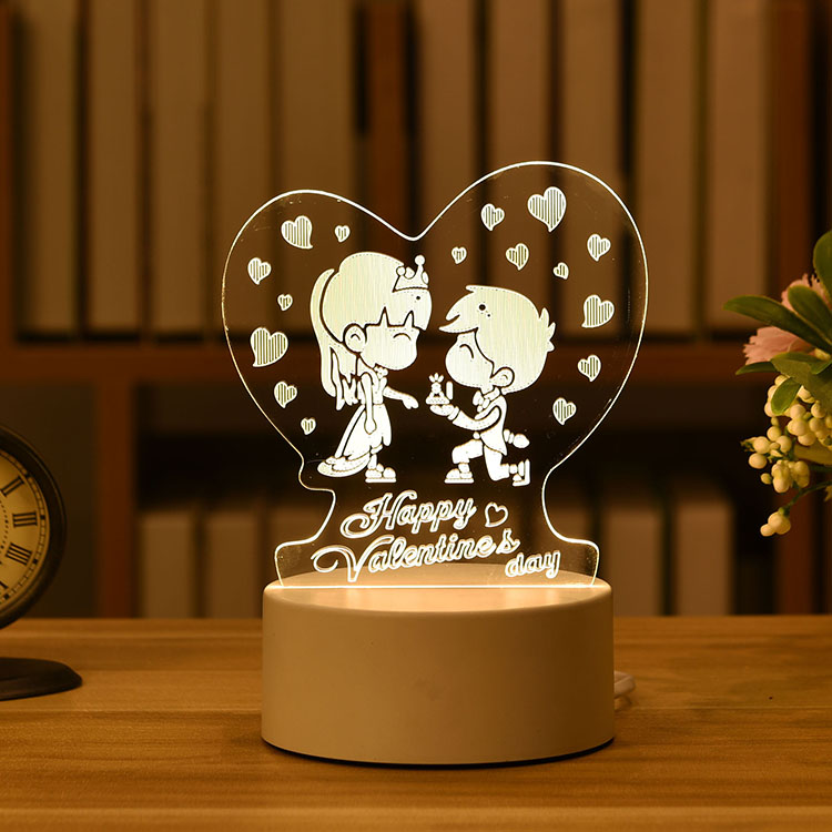 2021 Valentines Day Gift 3D Love Lamp Acrylic Bear Rose LED Night Light Kids Birthday Gift Rabbit Easter Deco Wedding Decoration alx