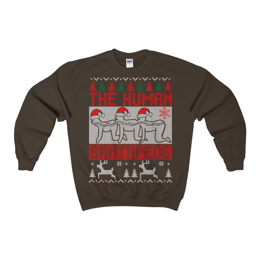 the human santapede ugly christmas sweatshirt xmas