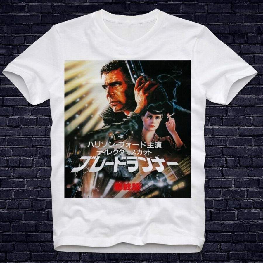 Blade Runner Bladerunner Movie Poster Japan Japanese Retro Vintage 80S T Shirt Mens Round Neck Fashion Clothing Short Sleeves T Shirt