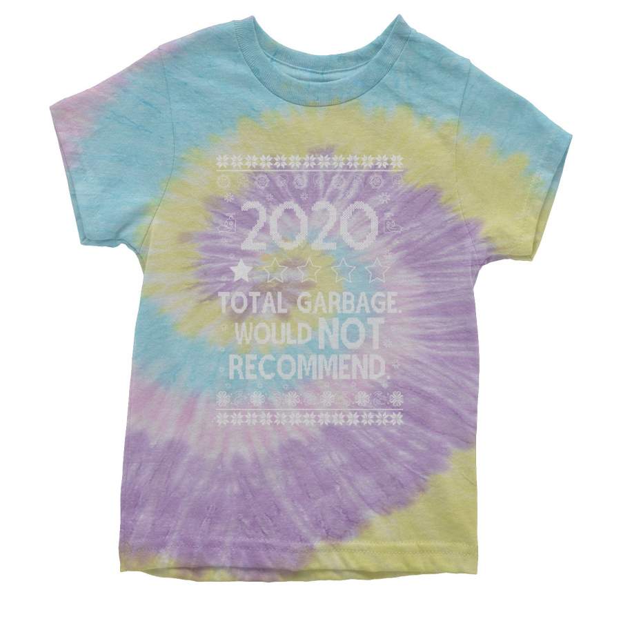 2020 Total Garbage Review Ugly Christmas Sweater Youth Tie-Dye T-shirt