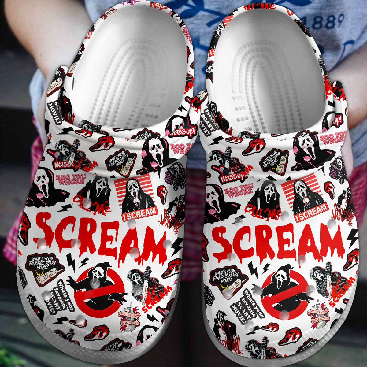 Scream Movie Crocs Crocband Clogs Shoes Comfortable For Men Women and Kids