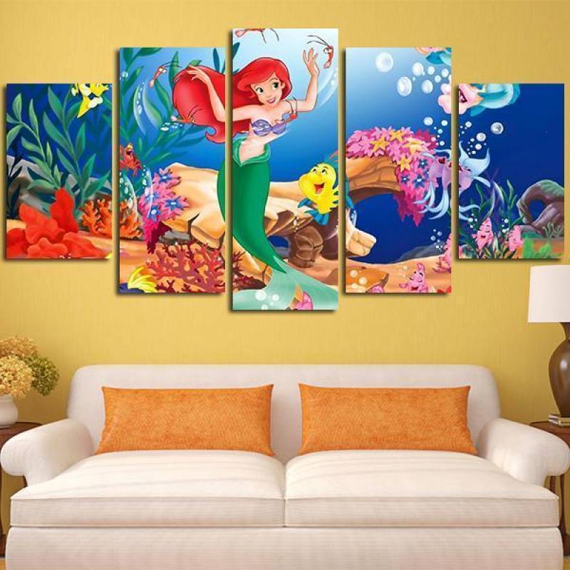 5 Panel The Little Mermaid Ariel Wall Art Canvas