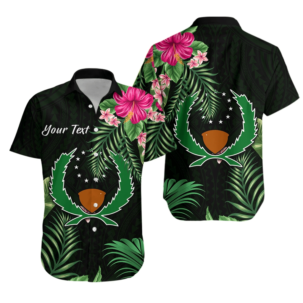 Personalized Pohnpei Micronesia Green Hawaiian Shirt Tropical Flowers