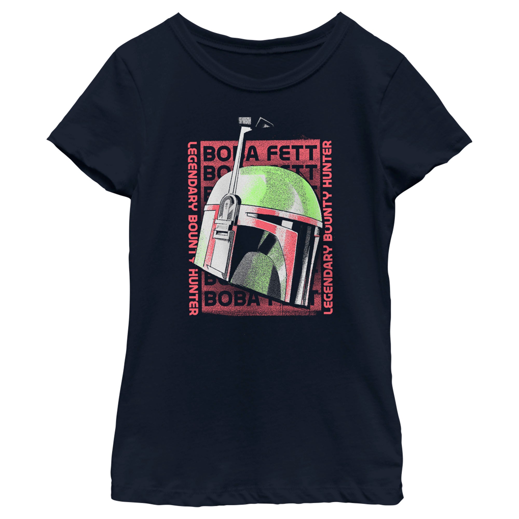 The Book Of Boba Fett Girl’S Legendary Bounty Hunter Distressed Helmet  T-Shirt