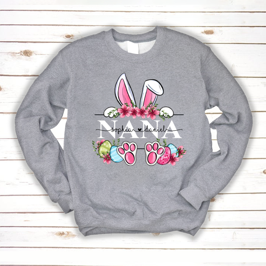 Nana Bunny And Kids, Gift For Grandma, Grammy, Mama, Nana, Mimi, Mother Day Cth01 Sweatshirt