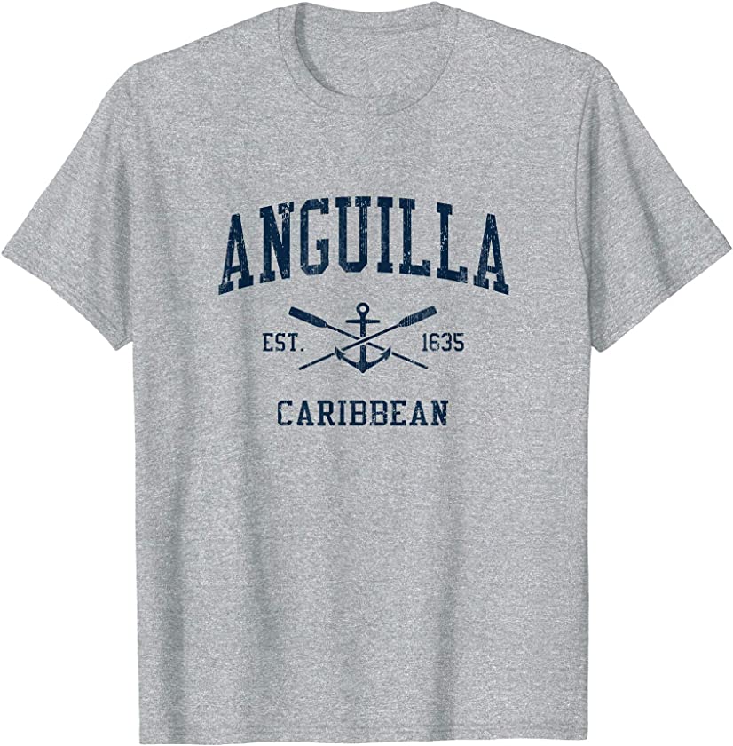 Anguilla Vintage Navy Crossed Oars & Boat Anchor T-Shirt