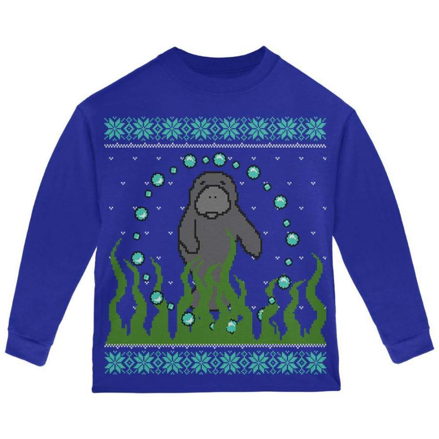 Ugly Christmas Sweater Manatee Floaty Potato Toddler Long Sleeve T Shirt