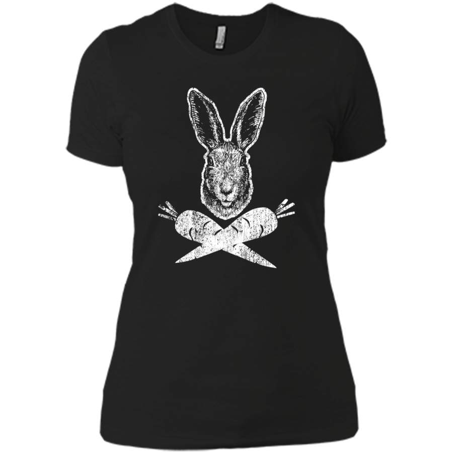 Bunny Skull And Crossbones Hip Easter T-Shirt Next Level Ladies Boyfriend Tee