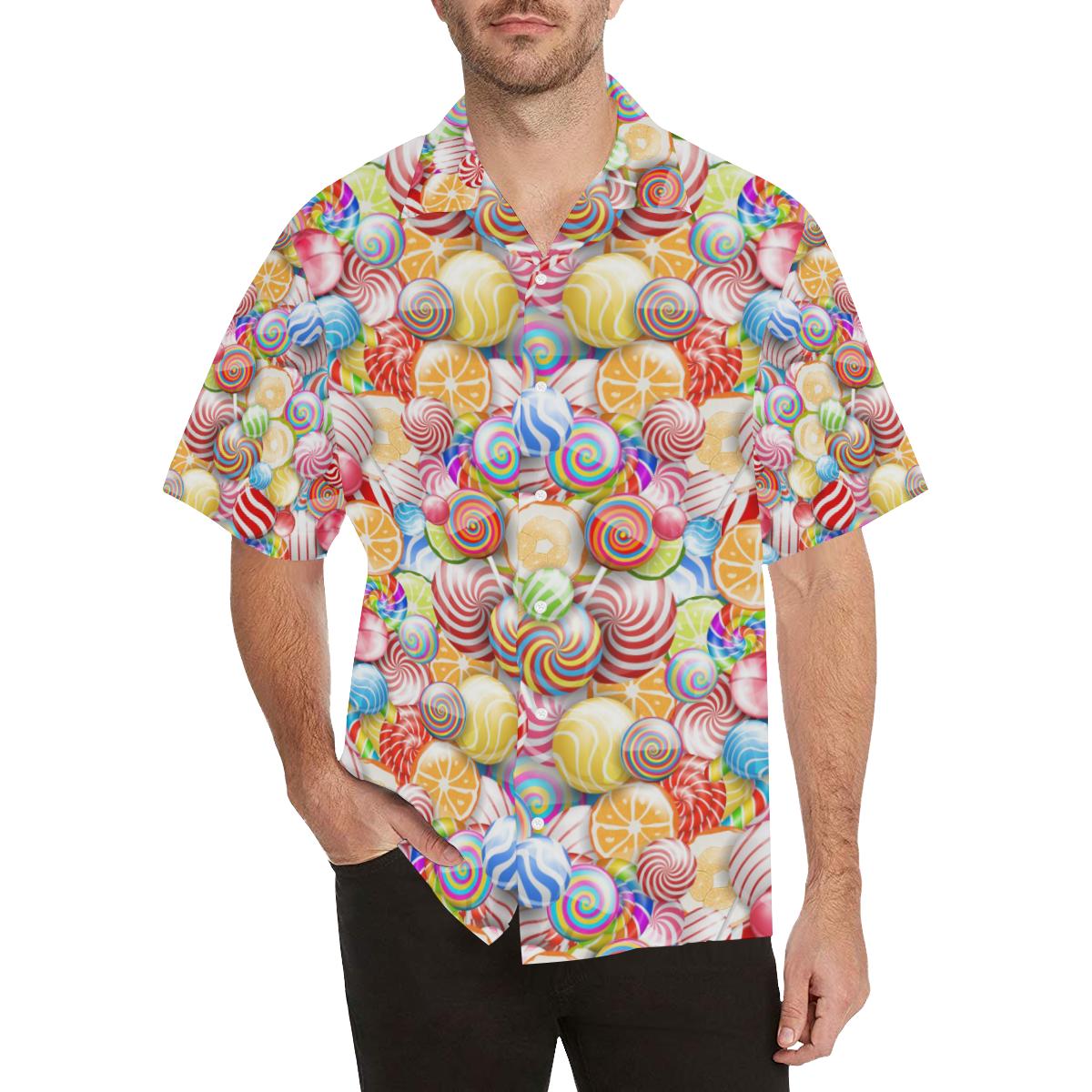 Candy Lollipop Pattern Men’s All Over Print Hawaiian Shirt