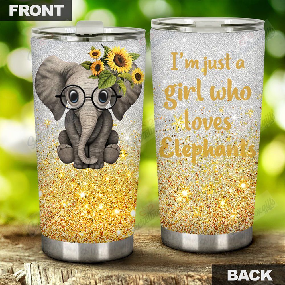 Personalized Lovely Elephant Am2110910Cl Stainless Steel Tumbler Travel Customize Name, Text, Number, Image