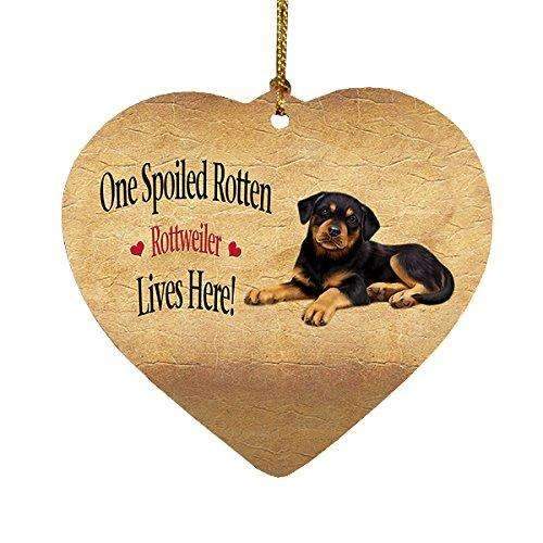 Rottweiler Puppy Spoiled Rotten Dog Heart Christmas Ornament