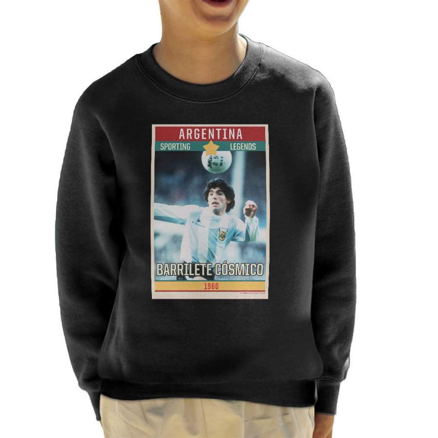 Sporting Legends Poster Argentina Diego Maradona World Cup 1960 Kid’s Sweatshirt